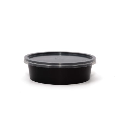 Round Container  250 ml, Black with Lid