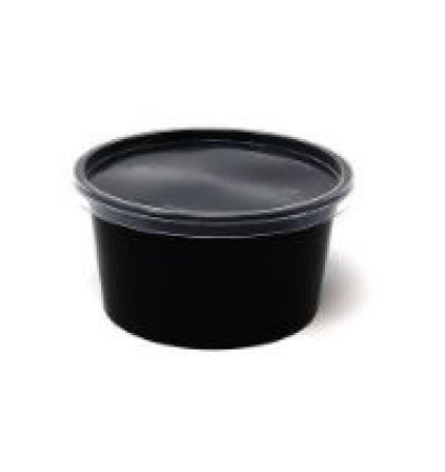 450ml  Round Container, Black with Lid